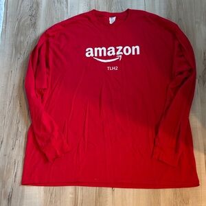 Amazon Men's Red Long Sleeve Tee